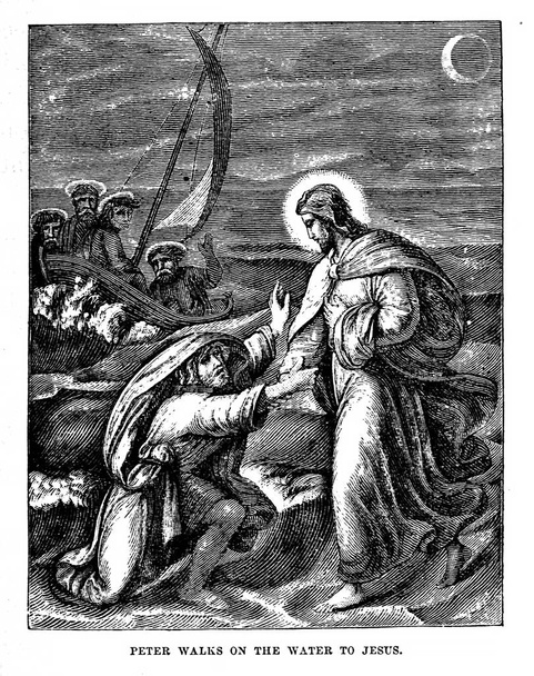 Петр идет по воде к Иисусу
 - Фото, изображение