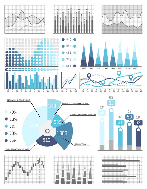 Business,  Data Flowcharts Visual Info Presentation - Vector, imagen