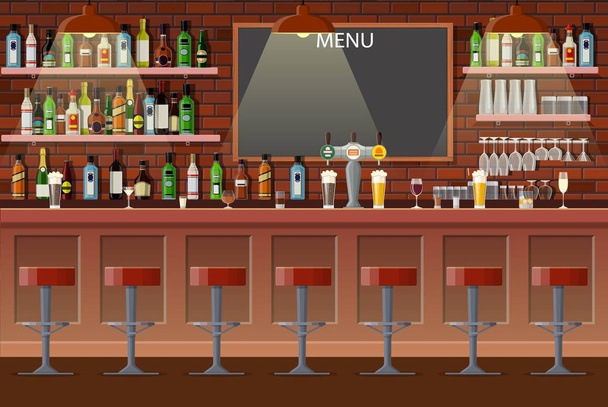 Interior of pub, cafe or bar. - Vector, Image