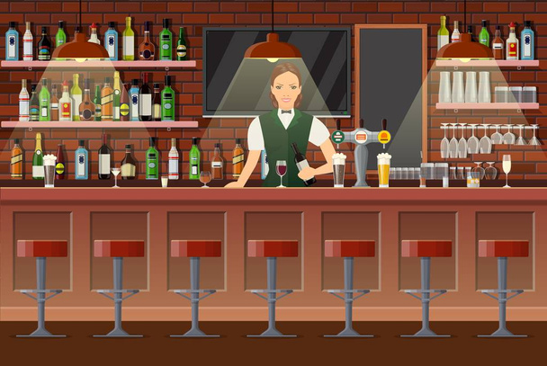 Interior of pub, cafe or bar. - Vector, Image
