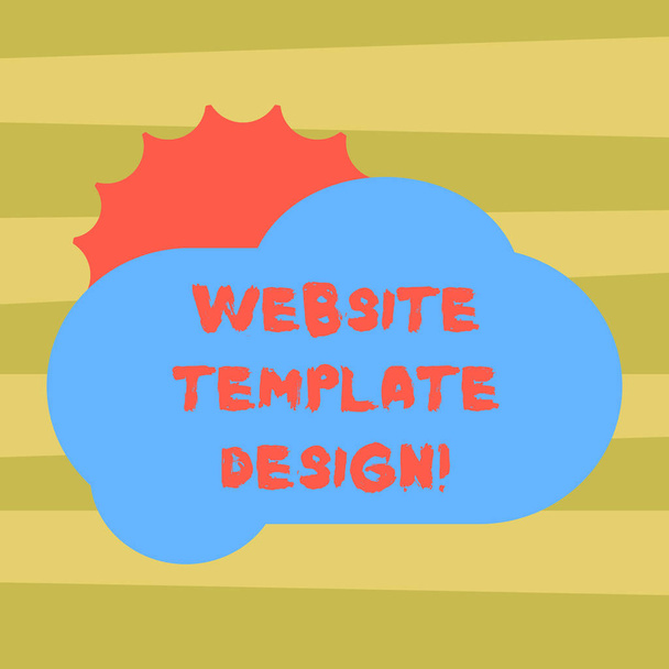 Text sign showing Website Template Design. Conceptual photo writing an informative content of a website Sun Hiding Shining Behind Blank Fluffy Color Cloud photo for Poster Ads. - Photo, Image