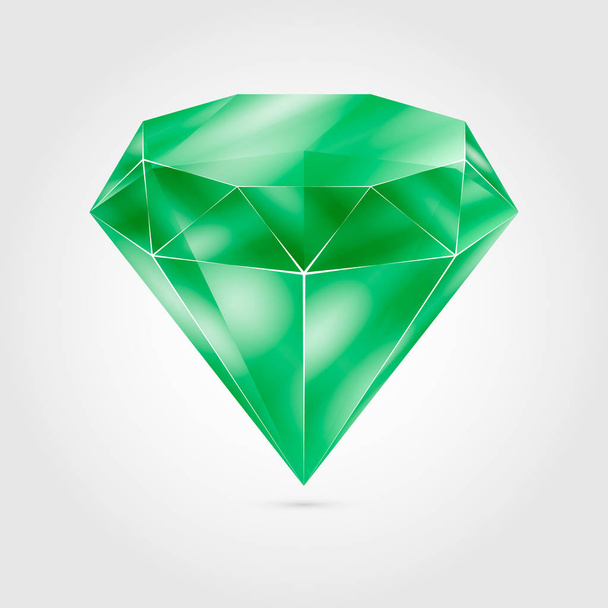 Realistic green round gem - emerald. Colorful gemstone that can be used as part of logo, icon, web decor or other design. Vector illustration, EPS10. - Vector, Image