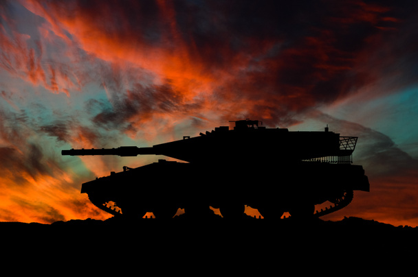 Israeli main battle tank silhouette / 3d illustration - Photo, Image
