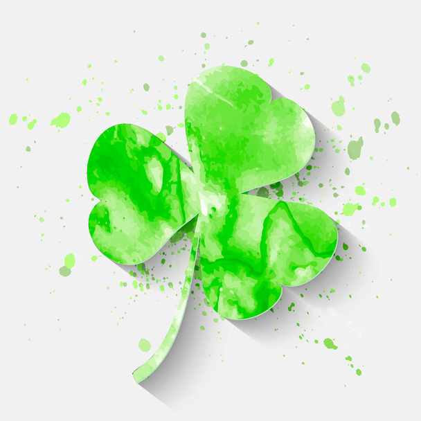 Ιρλανδική διακοπών ημέρα του Αγίου Πατρικίου. Πράσινο ακουαρέλα trifolium τριφύλλι. Εικονογράφηση διάνυσμα με για Ευχετήρια κάρτα, αφίσας, πανό γιορτή - Διάνυσμα, εικόνα