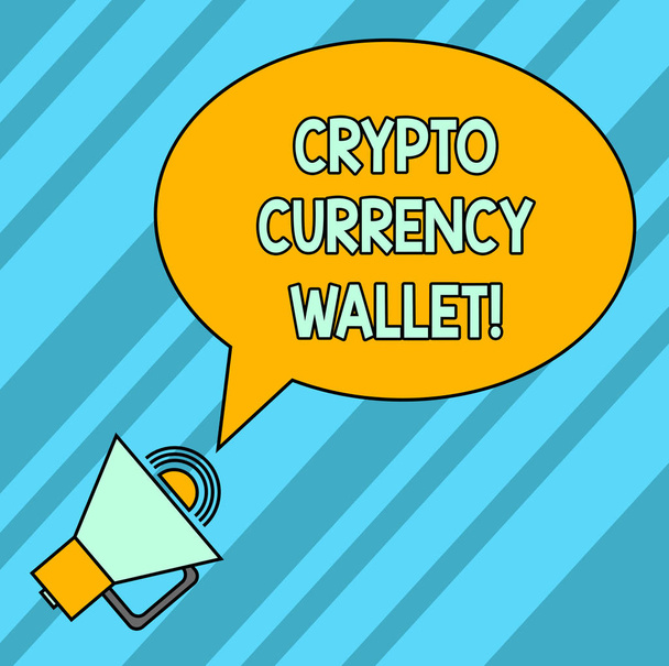Word writing text Crypto Currency Wallet. Business concept for Digital wallet that allows users to analysisage bitcoin Blank Oval Outlined Speech Bubble Text Balloon Megaphone with Sound icon. - Photo, Image