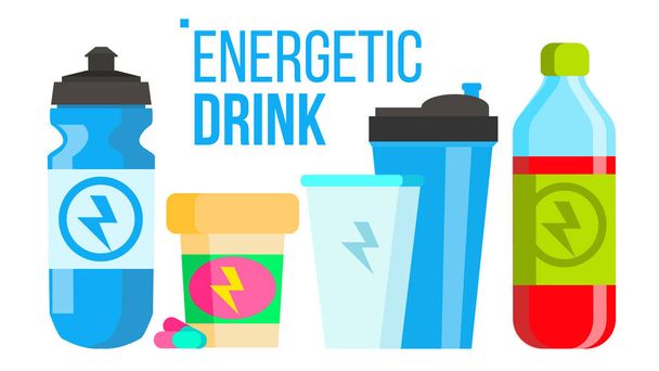 Vettore di bevande energetiche. Icona dell'energia. Bottiglia, lattina o latta. Illustrazione del fumetto piatto isolato
 - Vettoriali, immagini