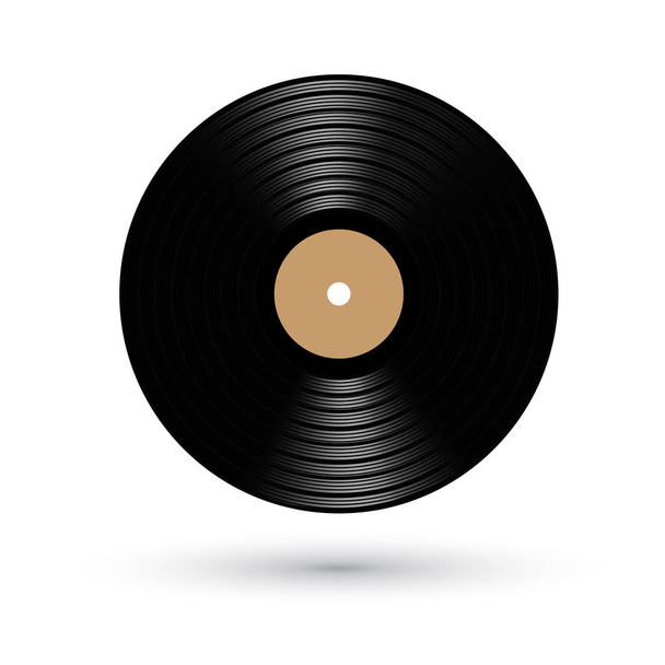 Gramophone vinyl LP record with orange label. Old vintage Black musical long play album disc 33 rpm. Vector illustration. - ベクター画像