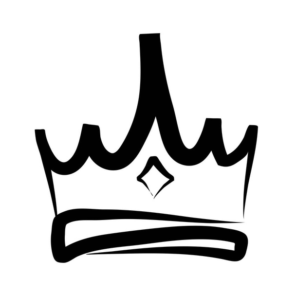 Ręcznie rysowane korony logo i ikona na białym, Stock wektor ilustracji - Wektor, obraz