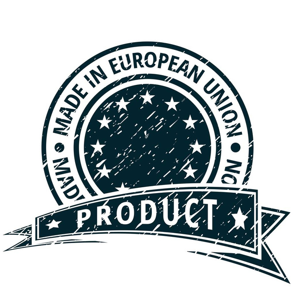 кнопка флага с надписью, сделанной в Европейском Союзе, векторная иллюстрация
 - Вектор,изображение