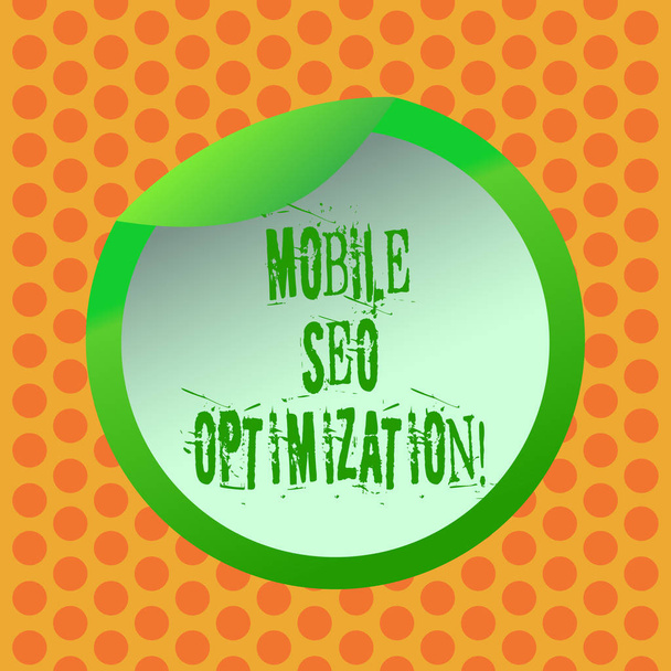 Írásbeli Megjegyzés mutatja a mobil Seo optimalizálás. Üzleti fénykép bemutató lehetővé teszi, hogy egy weboldal rangsorban a mobil keresés üveg csomagolási fedél karton konténer egyszerű nyitott. - Fotó, kép