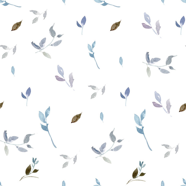 Seamless watercolor leaves pattern. Isolated on a white background - Φωτογραφία, εικόνα