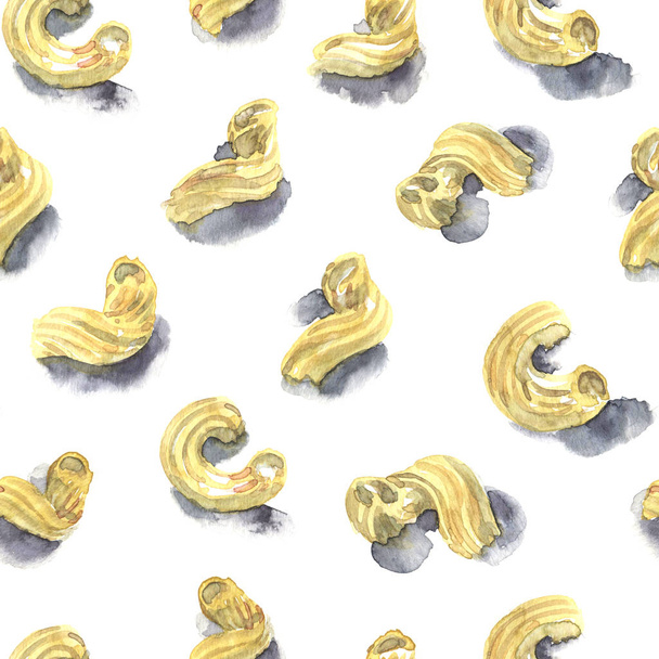 Seamless pattern with watercolor pasta on white - Photo, Image