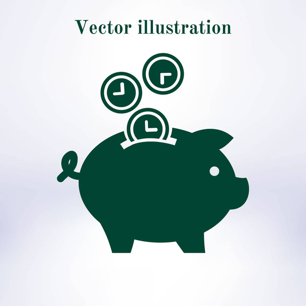 Time is money piggy bank icon. - Vector, Image