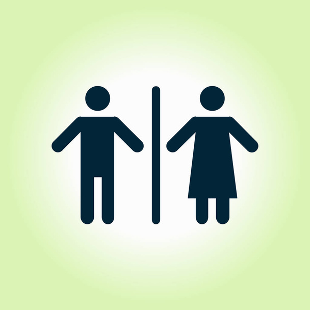 WC bord pictogram. Toilet symbool. Mannelijke en vrouwelijke toilet. Platte ontwerp. Rode en witte kleuren. - Vector, afbeelding