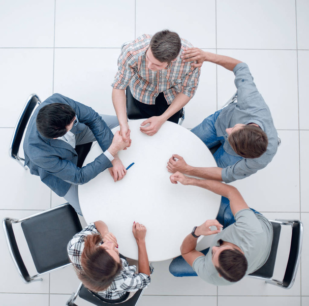 top view.creative business group sitting at the round table - Fotoğraf, Görsel