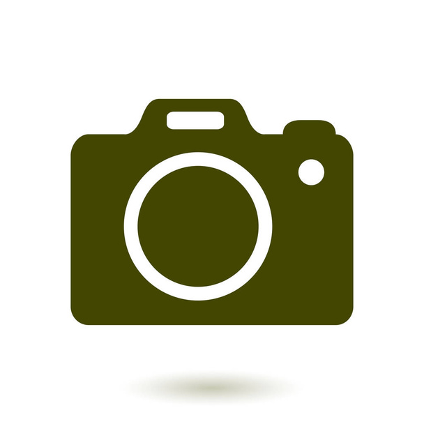 写真カメラのシンボル。デジタル一眼レフカメラのサインアイコン。デジタルカメラ。平型.  - ベクター画像