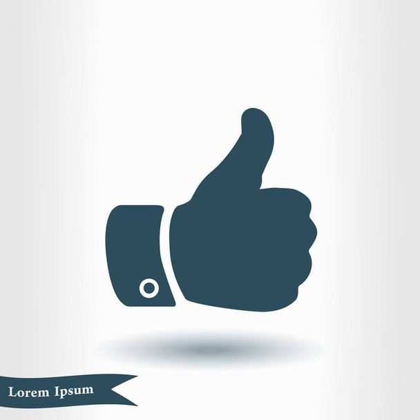 Like  icon. Hand finger up sign. Thumb up symbol. Flat design style.  - Vector, Image