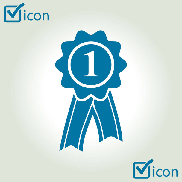  Badge with ribbons icon. Award rosette with ribbon simbol. - Vector, Image