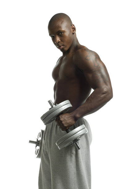african american man lifting dumbbell - Photo, Image