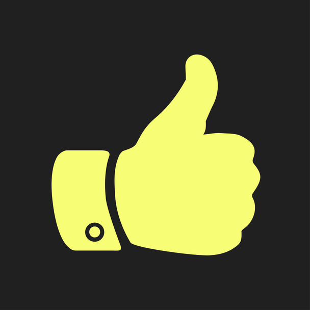 Like  icon. Hand finger up sign. Thumb up symbol. Flat design style.  - Vector, afbeelding