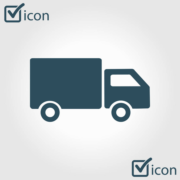 Levering vrachtwagen teken pictogram. Lading van symbool. Verzendingen en gratis levering. Vlakke stijl. Vector. - Vector, afbeelding