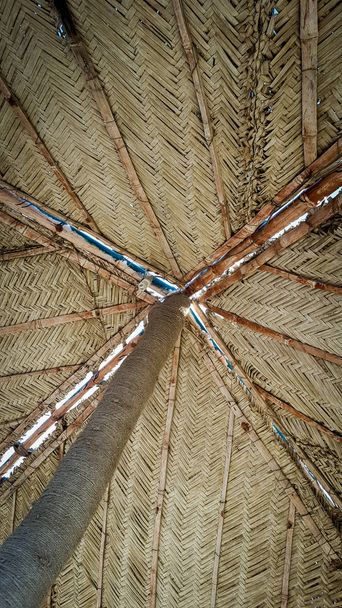 Fundo Textura do telhado de wodden e bambu fez cabana
 - Foto, Imagem