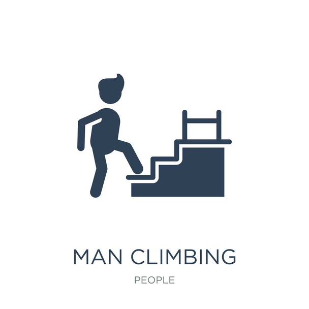 férfi hegymászó lépcsőn ikon vektor-fehér háttér, ember mászó lépcsősor trendi töltött ikonok-ból emberek gyűjtemény, hegymászás lépcső vektor illusztráció az ember - Vektor, kép