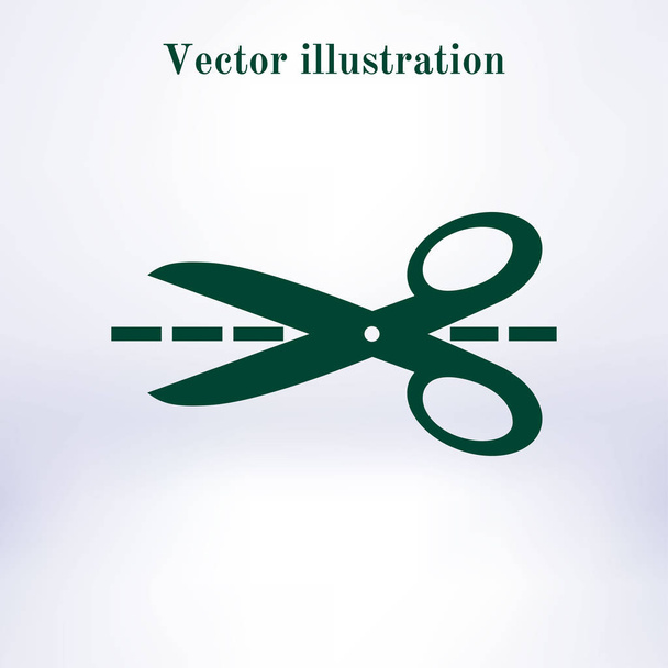 Scissors with-cut lines icon. - Vector, Image