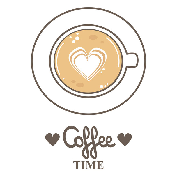 aranyos felülnézet kávé csésze lapos laikus vektoros illusztráció - Vektor, kép