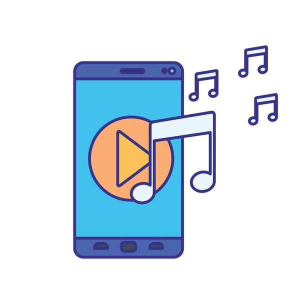 smartphone s ikonou přehrávání hudby izolované - Vektor, obrázek