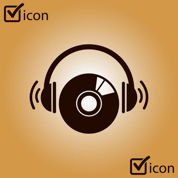 CD or DVD icon. Compact disk simbol. Flat design style. - Vector, Image