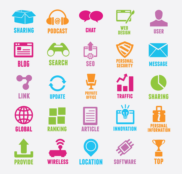 Set of seo and internet service icons - Vector, imagen