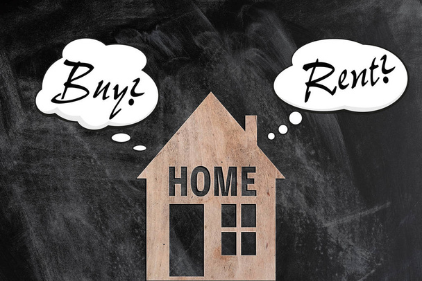 Kupowanie lub wypożyczanie koncepcja domu podejmowania decyzji - Zdjęcie, obraz