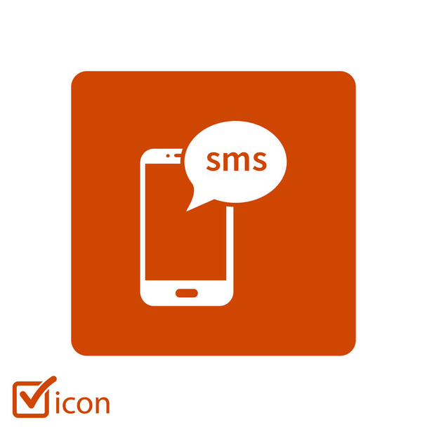 Teléfono inteligente de correo electrónico o SMS icono. Símbolo de signo de correo móvil. - Vector, imagen