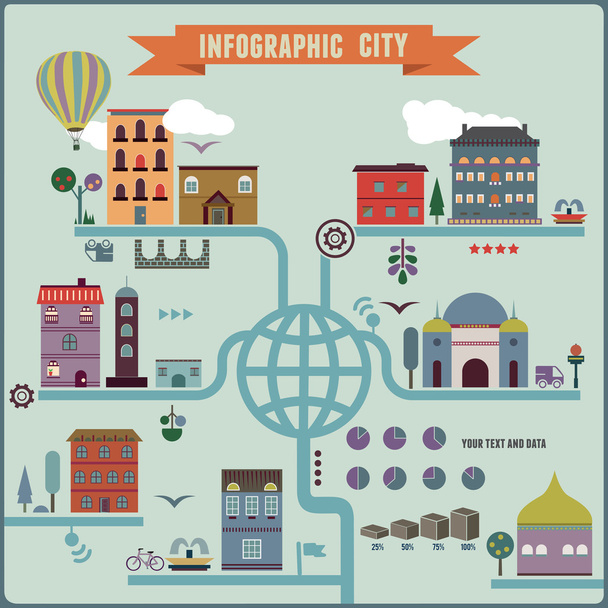 Infographic city - Vektori, kuva