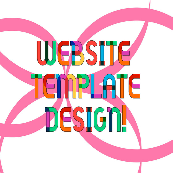 Writing note showing Website Template Design. Business photo showcasing writing an informative content of a website Ribbon Forming Geometric Round Shape Overlapping on Isolated Surface. - Photo, Image