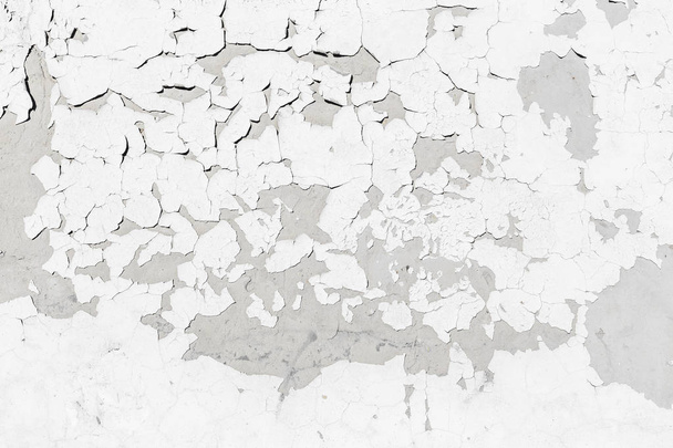 Cement wall texture background with grey grungy stucco, white peeled paint, cracks and stains - Foto, Imagem