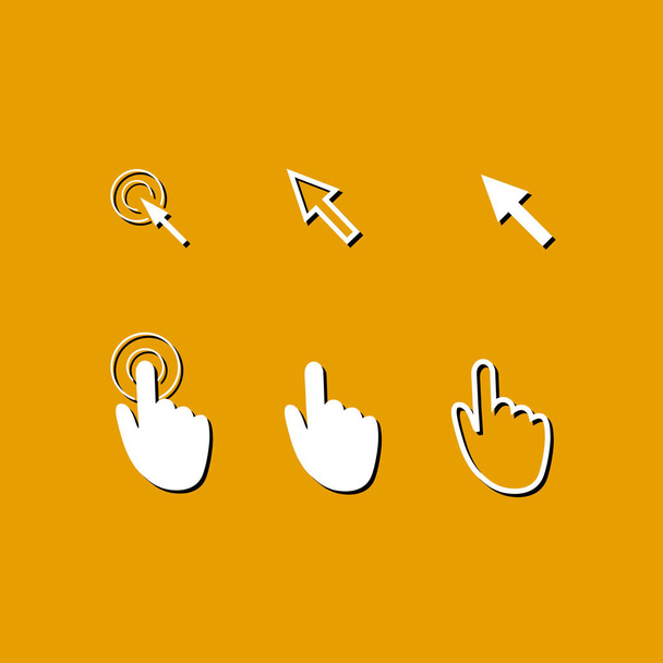 Cursor pointer icons. Mouse, hand, arrow. Click press and touch actions. Flat style. EPS 10 vector illustration  - Vector, Image