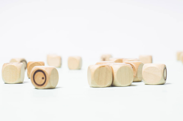 Blurred background. Small wooden cubes. Background cubes. - Foto, Imagen