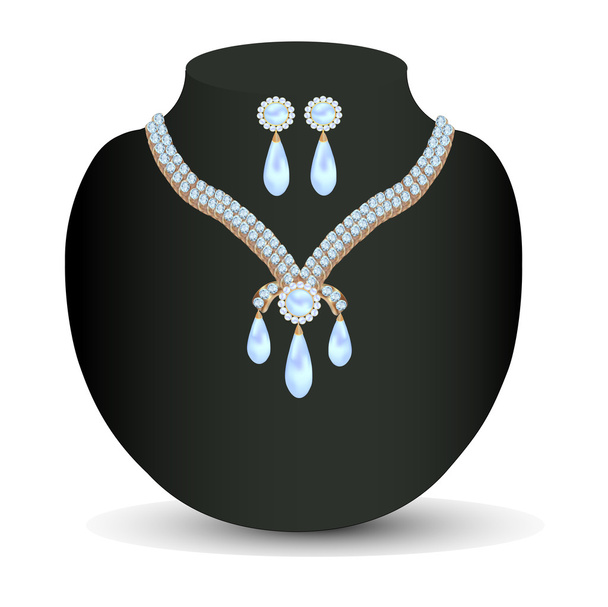 necklace women for marriage with pearls and precious stones - Vetor, Imagem