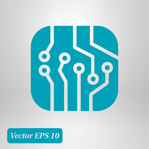 Circuit board  icon. Technology scheme square symbol. Flat design style. - Vector, Image