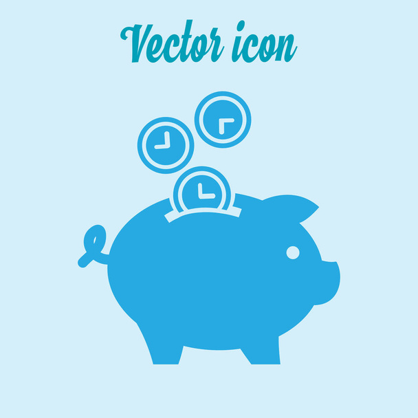 Time is money piggy bank icon. - Vector, Image