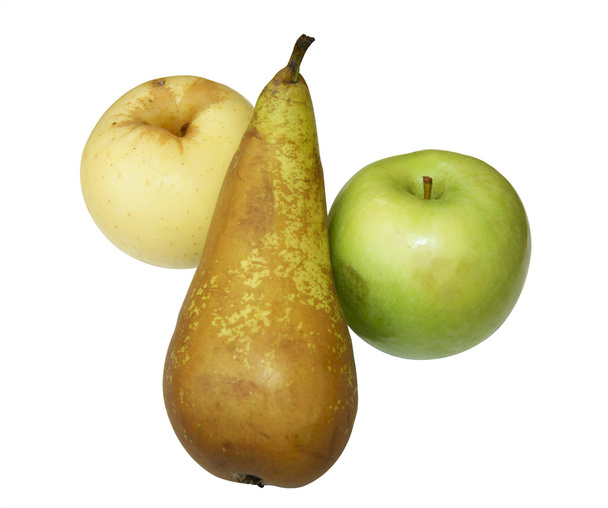 Apple and pear on white background - Fotoğraf, Görsel