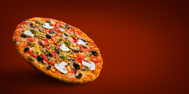 Vegetarian pizza recipe mockup - Photo, Image