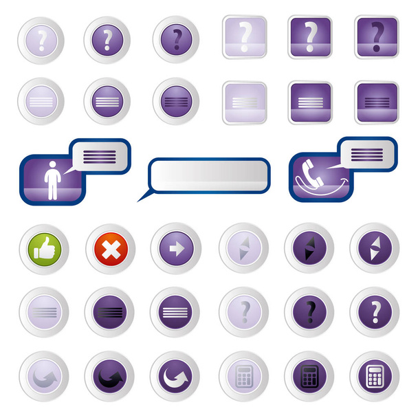 conjunto de botones en púrpura
 - Vector, imagen