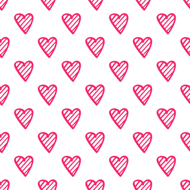 Background with hand drawn hearts. Seamless wallpaper on surface - Вектор, зображення