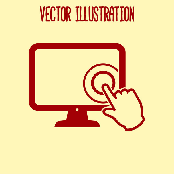 Touch screen monitor icon.Hand pointer symbol. - Vector, Image