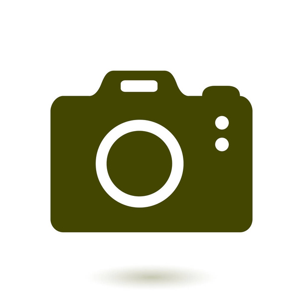 写真カメラのシンボル。デジタル一眼レフカメラのサインアイコン。デジタルカメラ。平型.  - ベクター画像