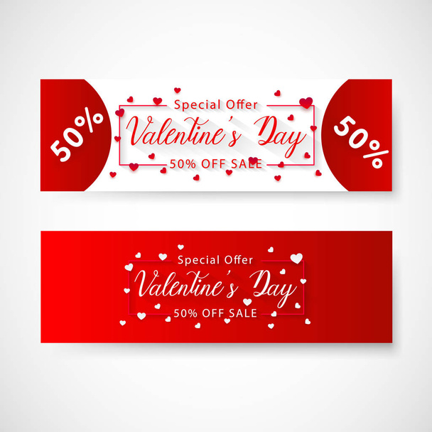 Valentines day sale banner, vector, illustration, eps file - Vetor, Imagem