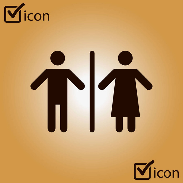 WC sign icon.  Male and Female toilet. Flat design. - Vector, Image